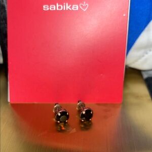 Sabika Gold and Garnet Stud Earrings
